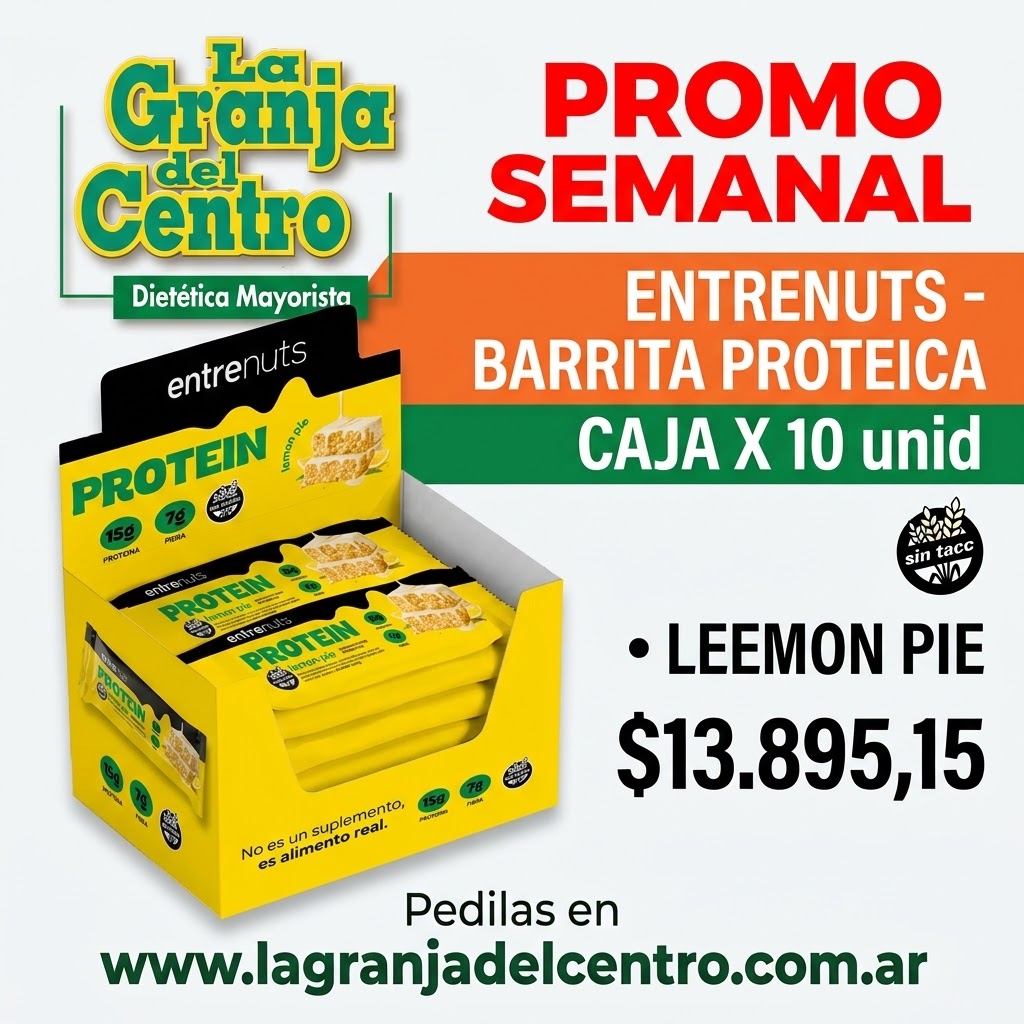Ofertas y Promociones ENTRENUTS - BARRITA PROTEICA LEMON PIE X 10 U sin tacc promo semanal
